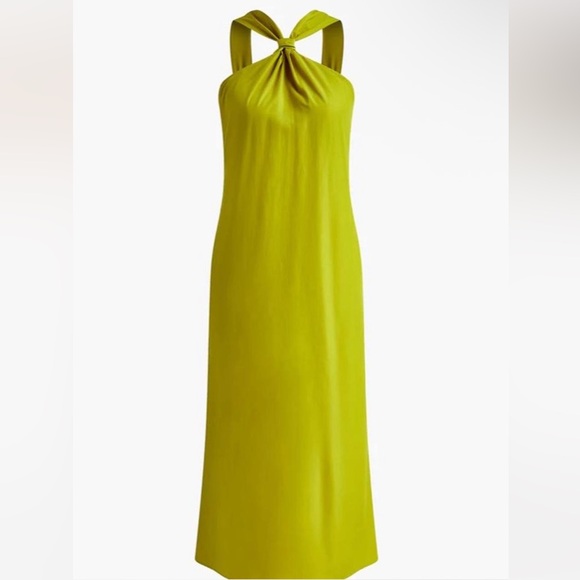 Commense Sold Out!!! 
*NWT Cross Halter Split Long Dress 
Green Chartreuse - Picture 5 of 6